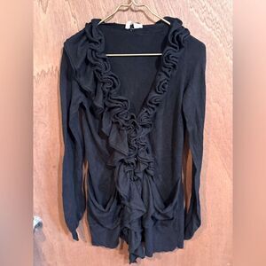 Anthropologie Moth Plaza black ruffle sweater size S